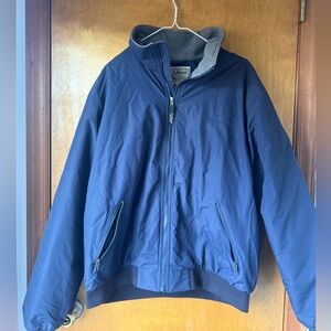 L.L. Bean Navy Fleece-lined Warm-Up Jacket Size Large